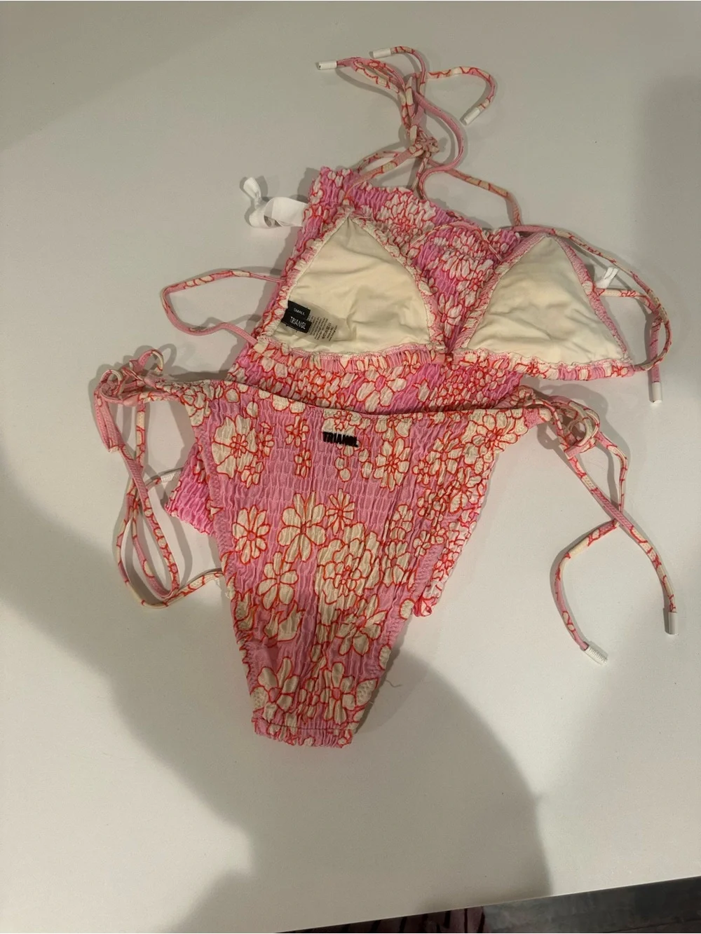 triangl swimwear Pink and orange Floral Bikini Set
